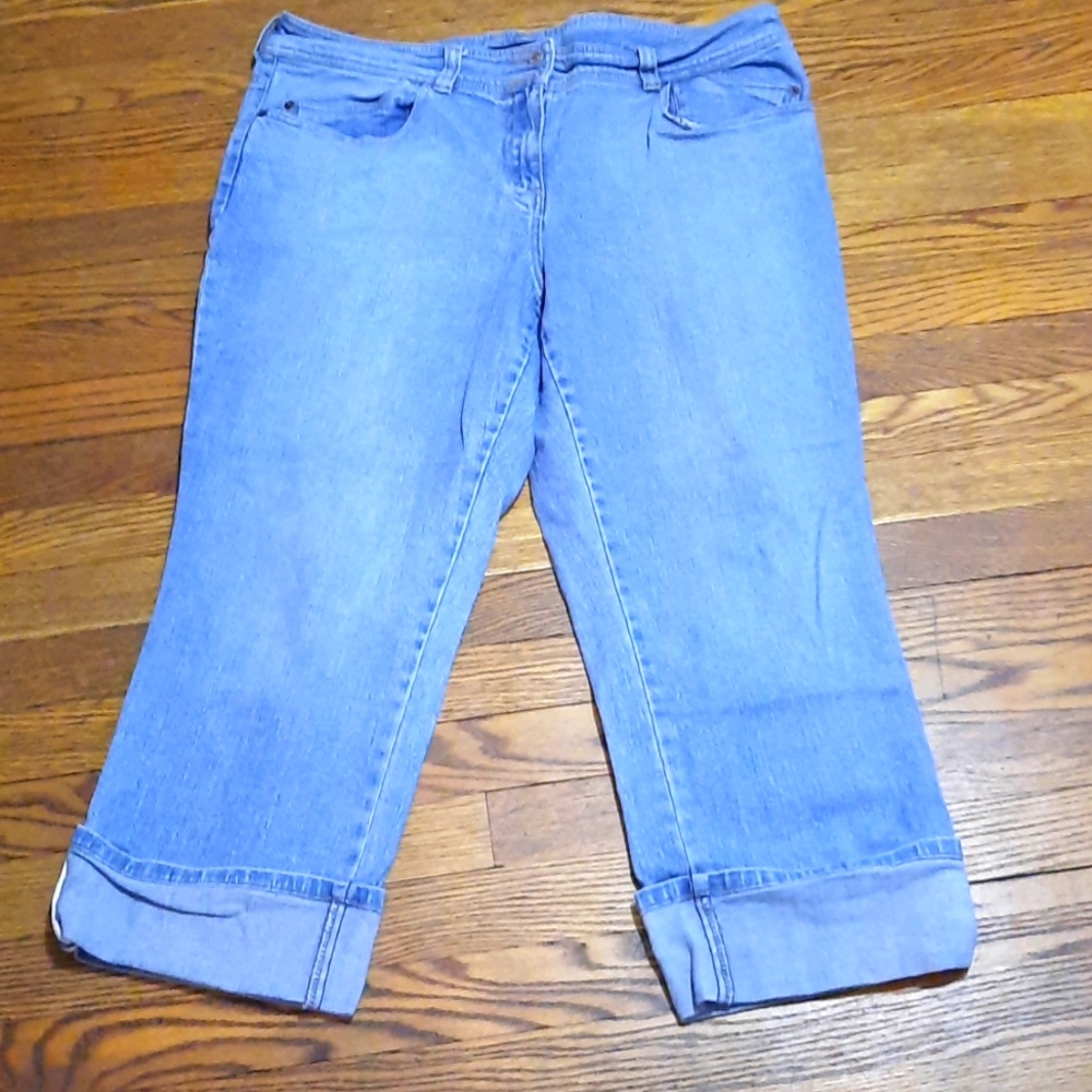 NEW YORK & COMPANY  Cuffed Cropped Boyfriend Cotton Blue Jeans Women's S…